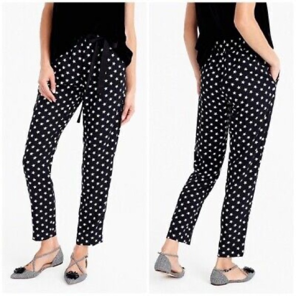 J. Crew Pants - J.Crew Star-Print Crepe Tie-Waist Pants Sz 4
